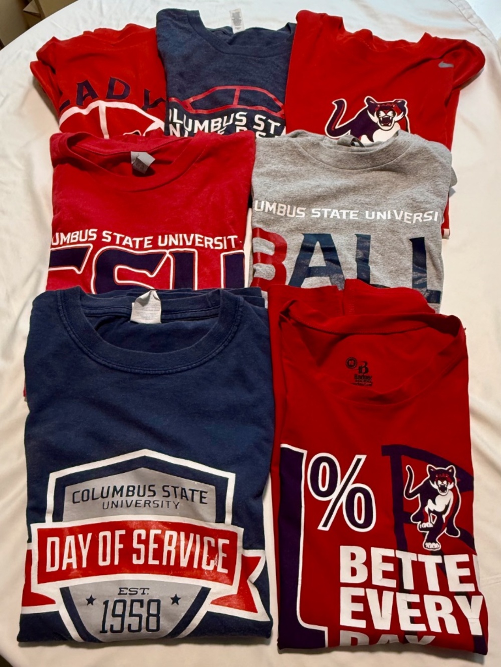 Bundle 7pc Columbus State University Cougars Women's T-Shirts Small & Medium